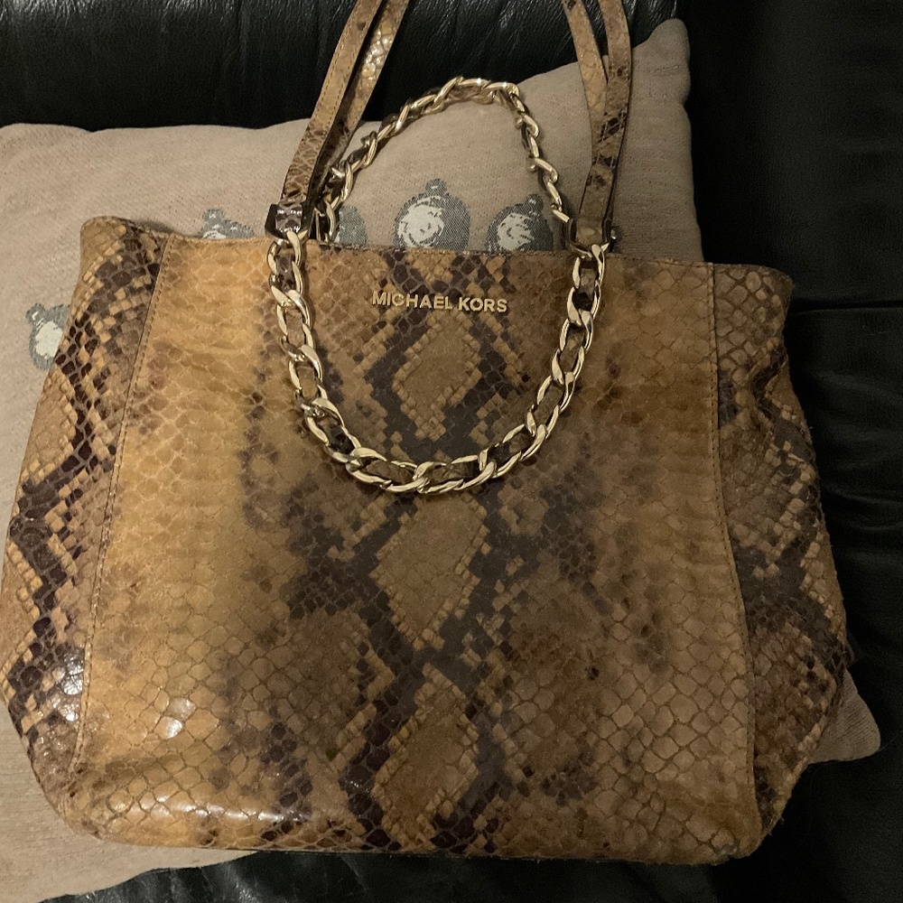 Michael Kors Animal Print Leather Handbag